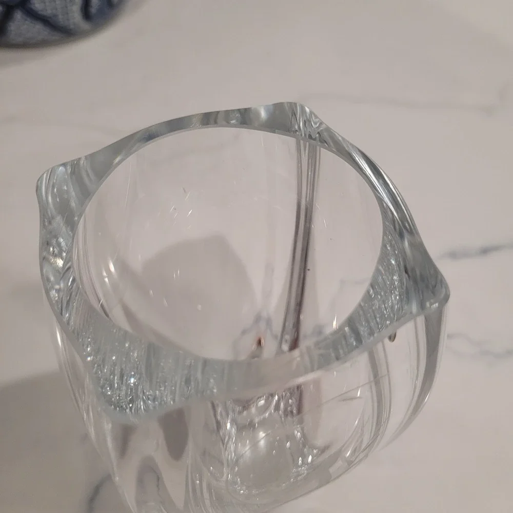 Skruf Sweden Etched Stag Crystal Vase Signed Scandinavian Art Glass 5in Clear - Picture 3 of 9